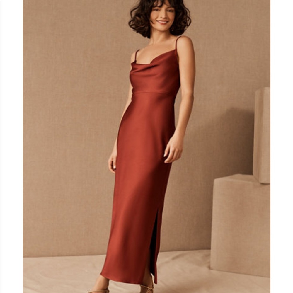 Bhldn Cali Satin Charmeuse Midi Slip Dress
